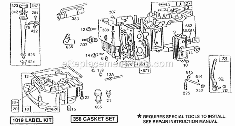 Cyl Sump Oil FillGovernor Diagram and Parts List for 191700-2440-01  Briggs and Stratton Engine